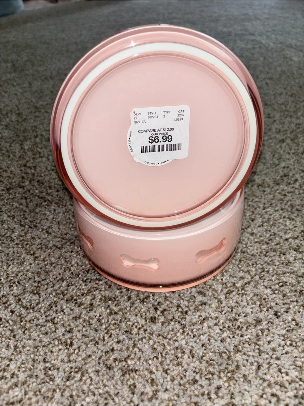 Pink Acrylic Plastic Dog Bowls with Bone Cutout Design